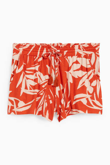 Dona - Pantalons curts de pijama de viscosa - estampats - taronja