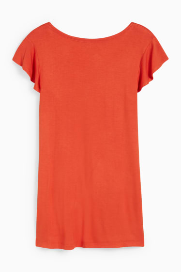 Dames - Viscose pyjamashirt - donker oranje