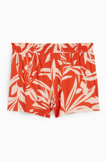 Dona - Pantalons curts de pijama de viscosa - estampats - taronja