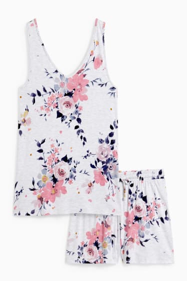 Dona - Pijama curt - gris clar jaspiat