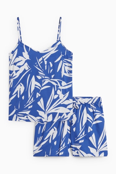 Femmes - Pyjashort - bleu / blanc