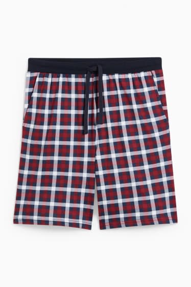 Herren - Pyjamashorts - kariert - dunkelblau