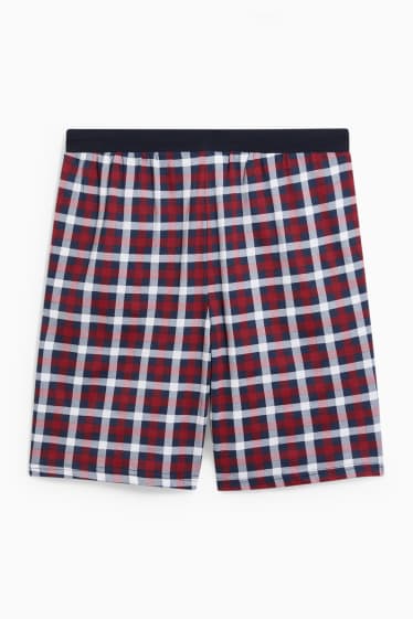 Herren - Pyjamashorts - kariert - dunkelblau