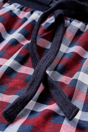 Herren - Pyjamashorts - kariert - dunkelblau