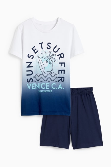 Bambini - Pigiama con pantaloni corti - 2 pezzi - bianco
