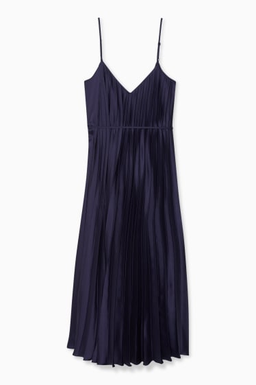 Women - Pleated dress - dark blue