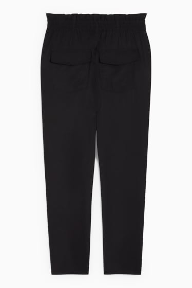 Dámské - Plátěné kalhoty - mid waist - relaxed fit - černá
