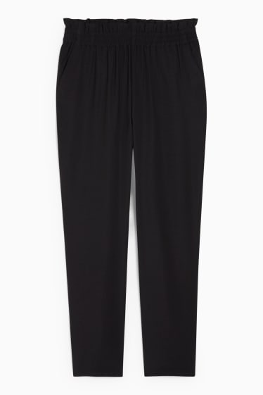 Femmes - Pantalon de toile - mid waist - coupe fuselée - noir