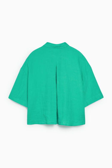 Dames - Linnen blouse - lichtgroen