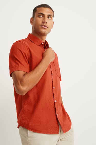 Heren - Overhemd - regular fit - kent - donkerrood