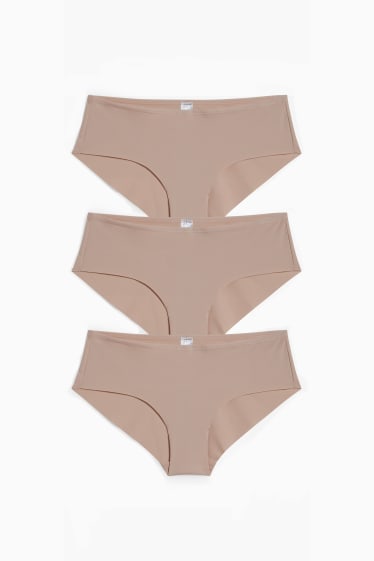Damen - Multipack 3er - Hipster - LYCRA® - hellbeige