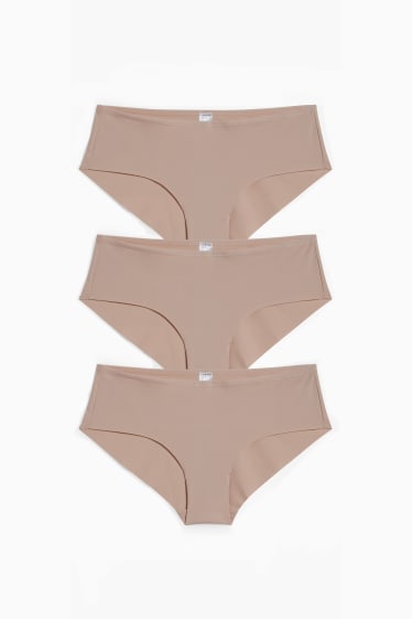 Mujer - Pack de 3 - hipsters - LYCRA® - beige claro