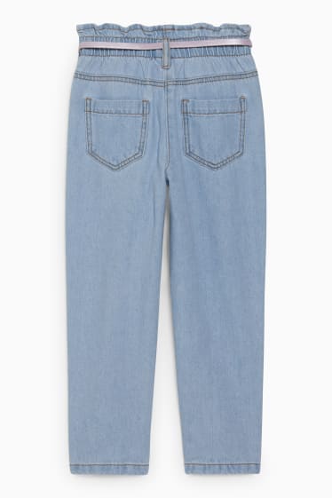 Enfants filles - Paperbag jean avec ceinture - comfort fit - jean bleu