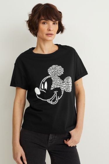 Damen - T-Shirt - Micky Maus - schwarz