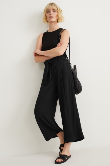 Mujer - Pantalón de tela - high waist - palazzo - negro