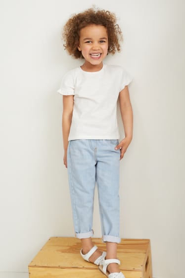 Kinderen - Paperbag jeans met riem - comfort fit - jeansblauw