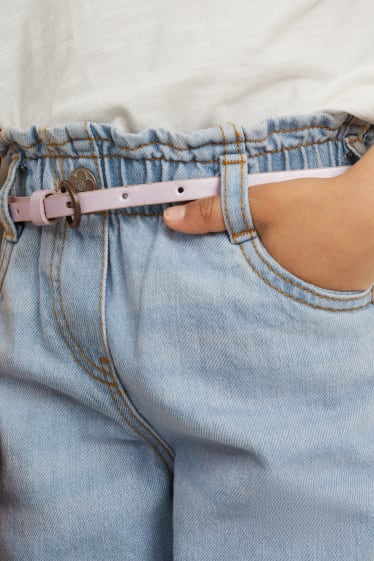Enfants filles - Paperbag jean avec ceinture - comfort fit - jean bleu