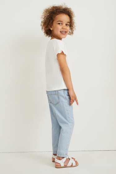 Kinderen - Paperbag jeans met riem - comfort fit - jeansblauw