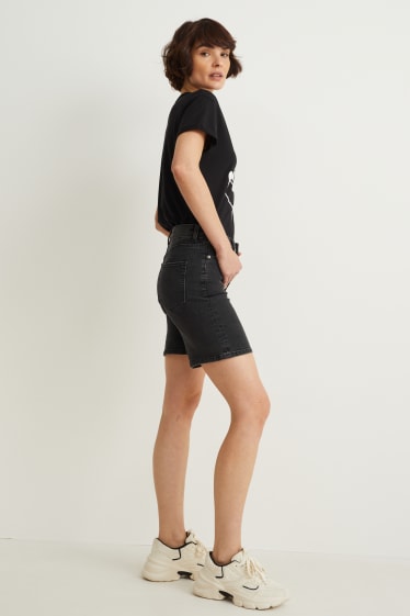 Damen - Jeans-Shorts - Mid Waist - LYCRA® - dunkeljeansgrau