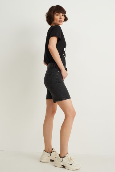 Donna - Shorts di jeans - vita media - LYCRA® - jeans grigio scuro