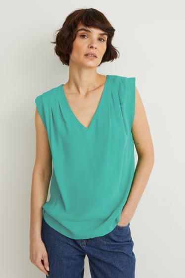 Donna - Blusa smanicata basic - verde