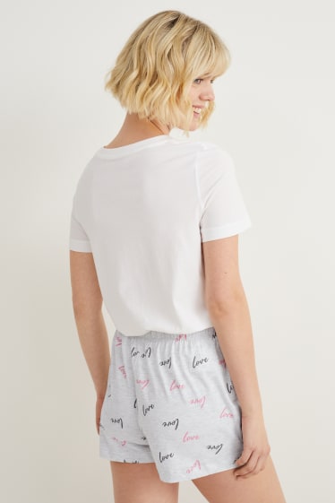 Damen - Multipack 2er - Pyjamashorts - hellgrau-melange