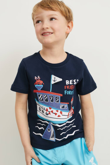 Enfants - Lot de 3 - T-shirts - bleu foncé