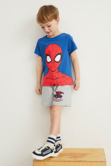 Kinder Jungen - Spider-Man - Set - 2 Kurzarmshirts und Sweatshorts - dunkelblau