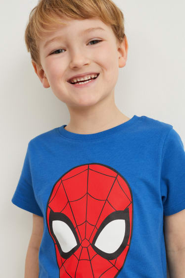 Kinderen - Spider-Man - set - 2 T-shirts en sweatshort - donkerblauw