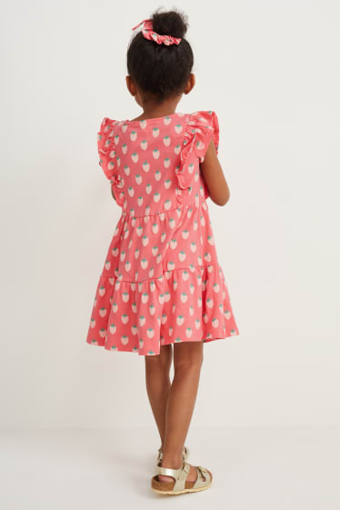 Dzieci - Zestaw - sukienka i gumka do włosów owijka - 2 części - różowy