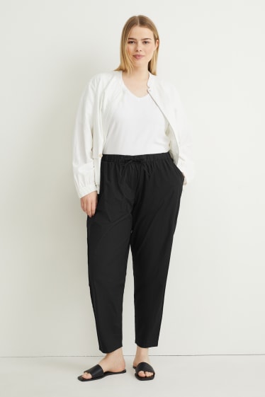 Dámské - Kalhoty - mid waist - tapered fit - černá