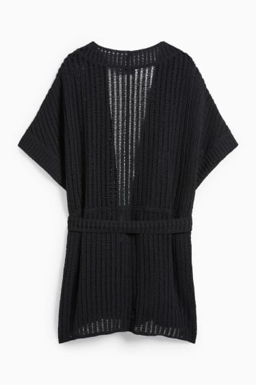 Women - Knitted poncho - black