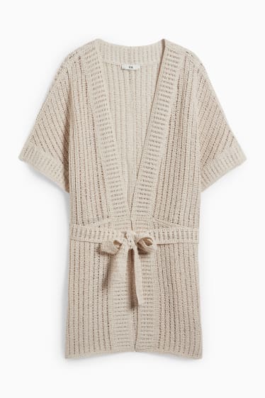 Donna - Poncho in maglia - beige chiaro