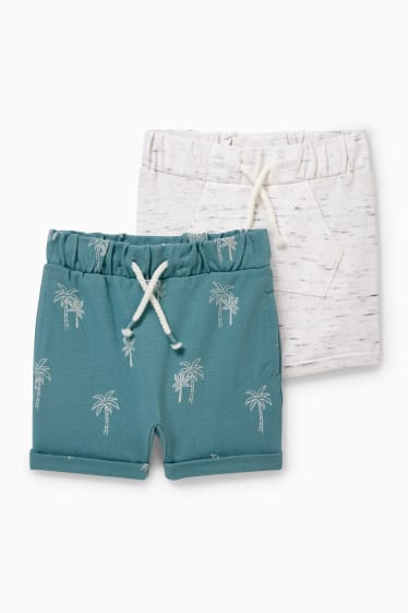Baby: jongens - Set van 2 - baby-shorts - grijs-mix