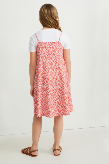 Bambine - Set - maglia a maniche corte e vestito - 2 pezzi - bianco