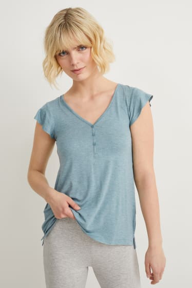 Damen - Viskose-Pyjamashirt - grün