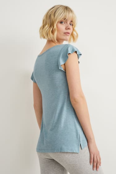 Damen - Viskose-Pyjamashirt - grün