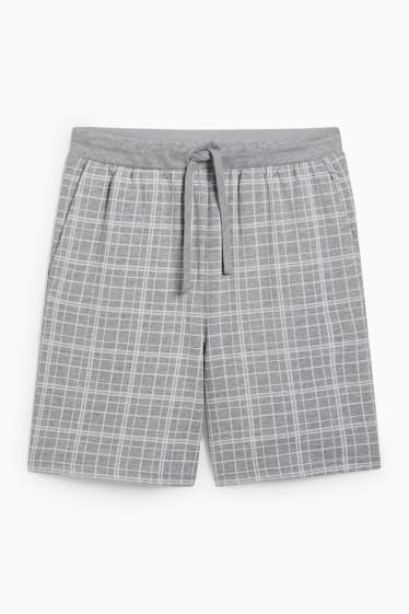 Uomo - Shorts pigiama - a quadretti - grigio