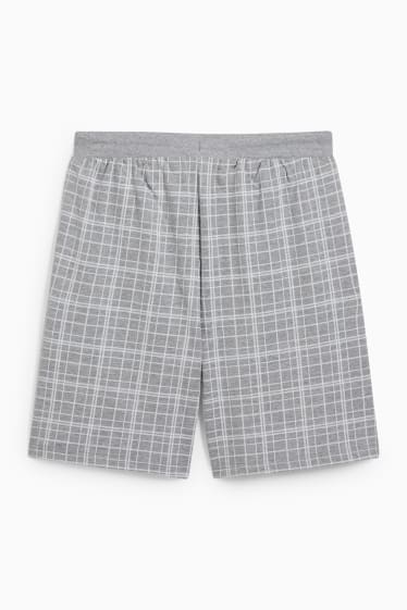 Herren - Pyjamashorts - kariert - grau