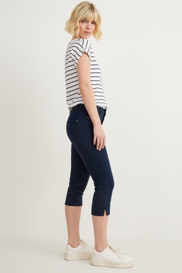 Women - Capri trousers - high waist - skinny fit - dark blue