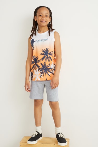 Kinderen: jongens - Set van 2 - sweatshorts - licht grijs-mix