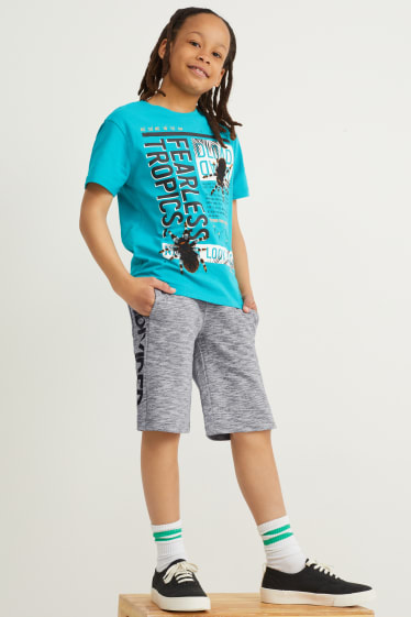Kinderen: jongens - Bermuda van sweatstof - licht grijs-mix