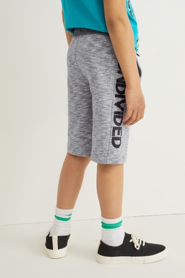 Kinderen: jongens - Bermuda van sweatstof - licht grijs-mix