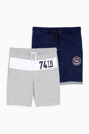Kinderen: jongens - Set van 2 - sweatshorts - licht grijs-mix