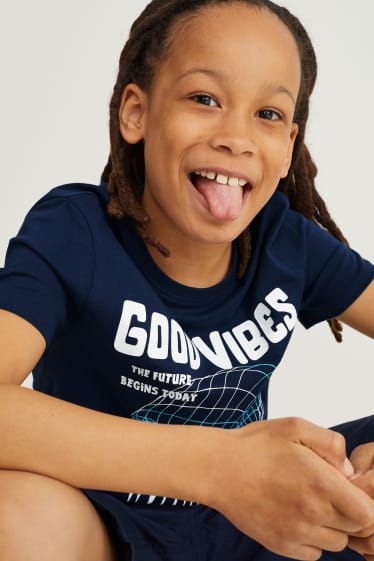 Enfants garçons - Lot de 2 - T-shirts - bleu foncé