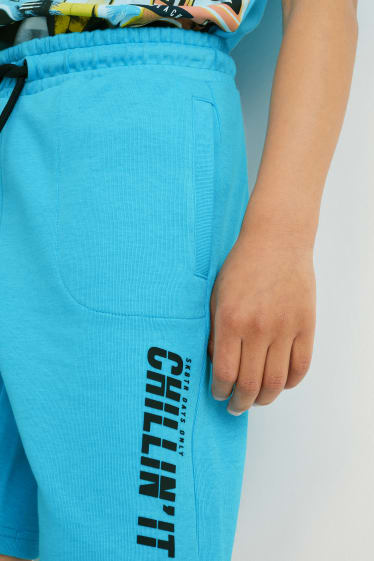 Kinderen - Bermuda van sweatstof - turquoise