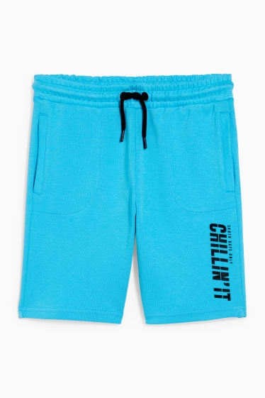 Kinderen: jongens - Bermuda van sweatstof - turquoise