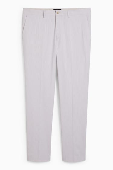 Pánské - Oblekové kalhoty - slim fit - pruhované - béžová
