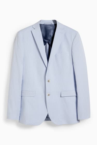 Pánské - Oblekové sako - slim fit - pruhované - světle modrá