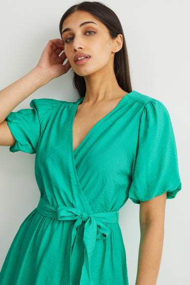 Donna - Vestito a portafoglio - verde chiaro